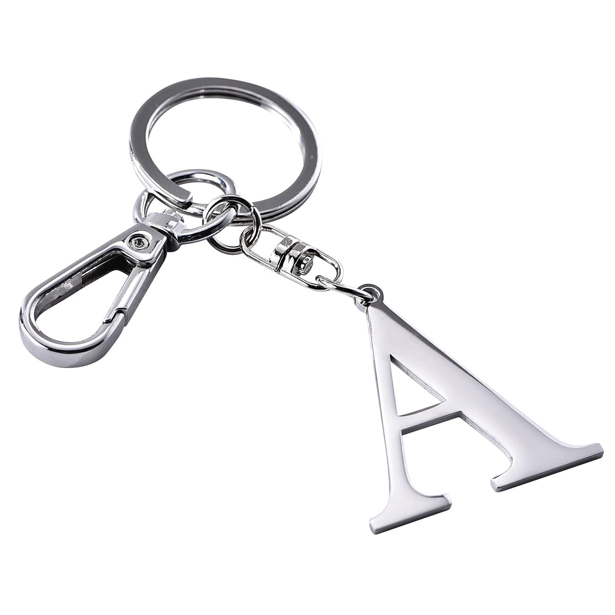 Silver Letter A Keychain Initial Keychain W/ Matel Clip