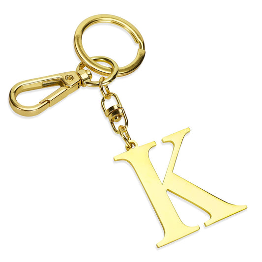 Gold Letter K Keychain Metal Keychain Initial Keychain