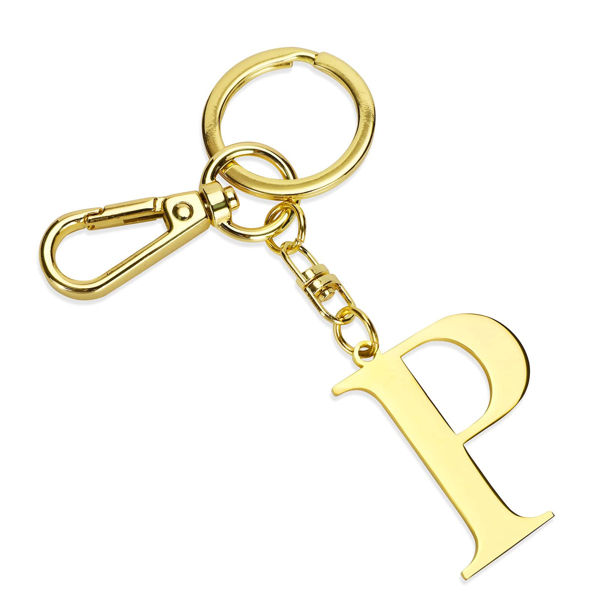 Gold Letter P Keychain Metal Keychain Initial Keychain