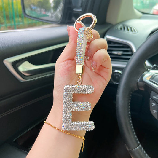 Crystal Surface Letter E Keychain Initial Keychain