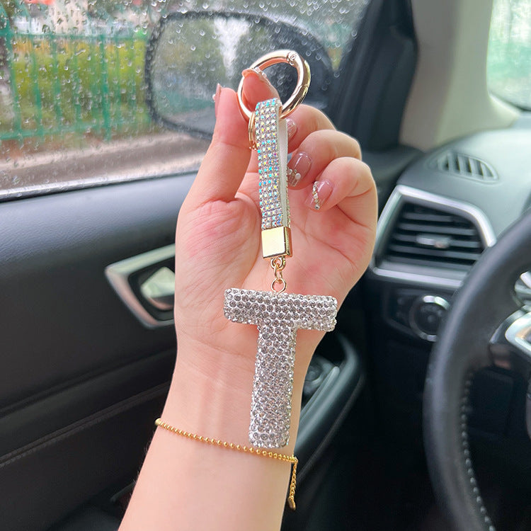 Crystal Surface Letter T Keychain Initial Keychain
