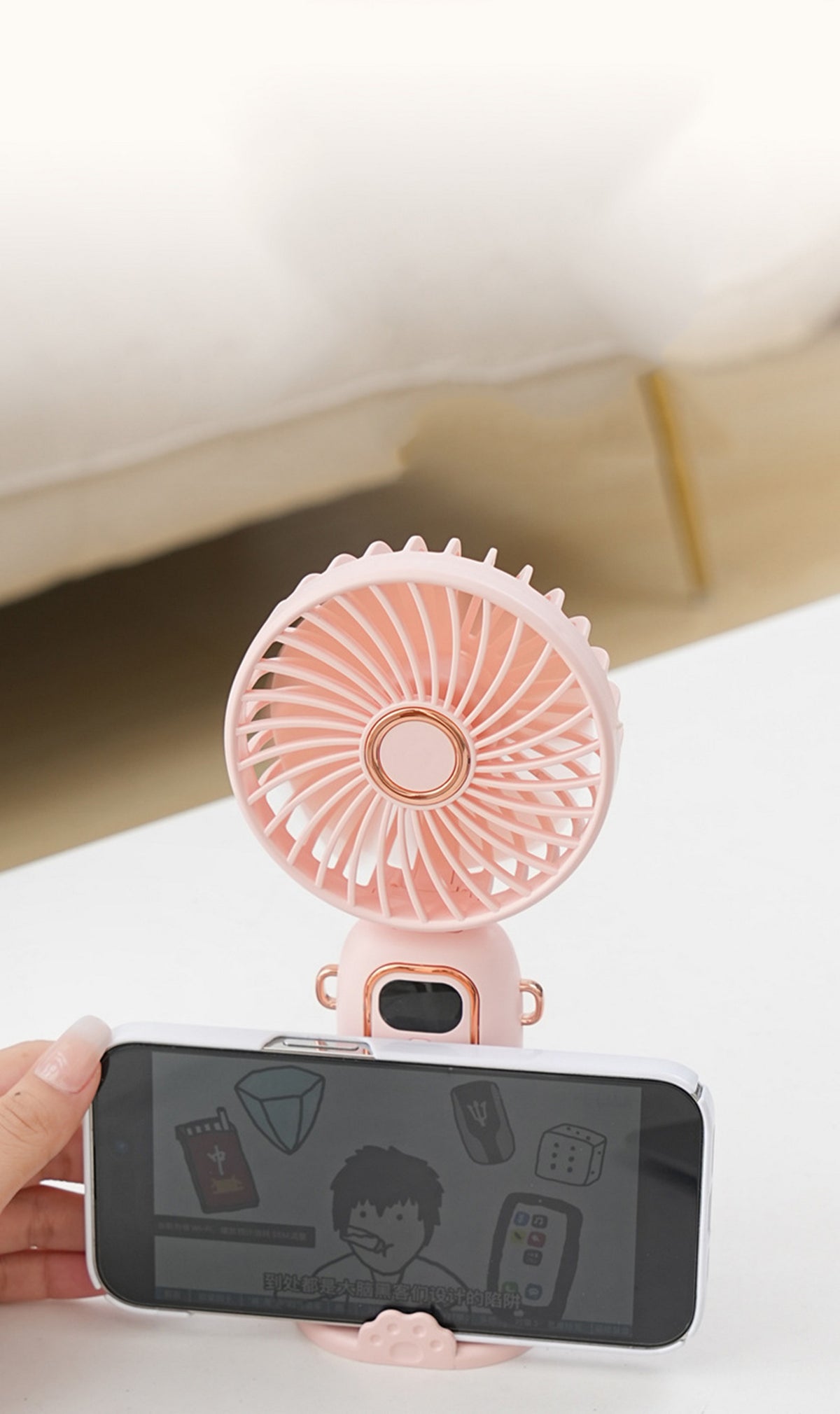 Portable Handheld Fan Personal Folding Travel Fan with 5 Speeds 90 Degree Adjustable Fan