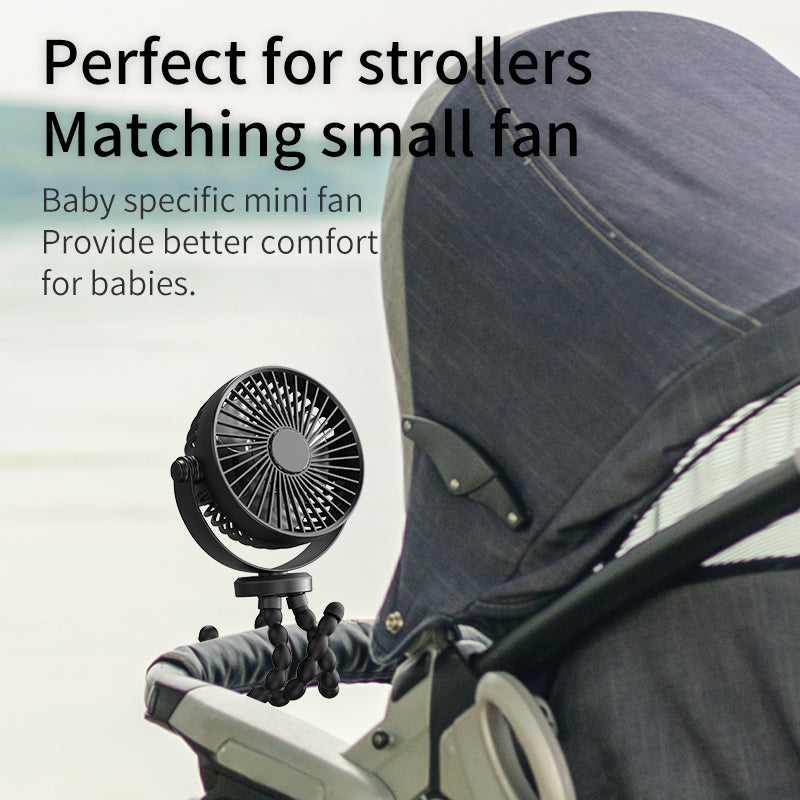 Mini Portable Stroller Fan, Portable Desk Fan with 2000mAH battery
