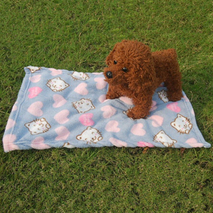 Pink Heart Cat Pattern Coral Fleece Pet Blanket