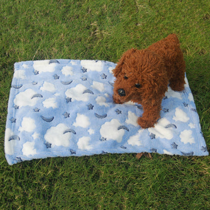 Blue Moon Start Pattern Coral Fleece Pet Blanket