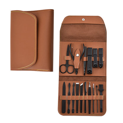 16 Pieces Portable Leather Manicure Kit