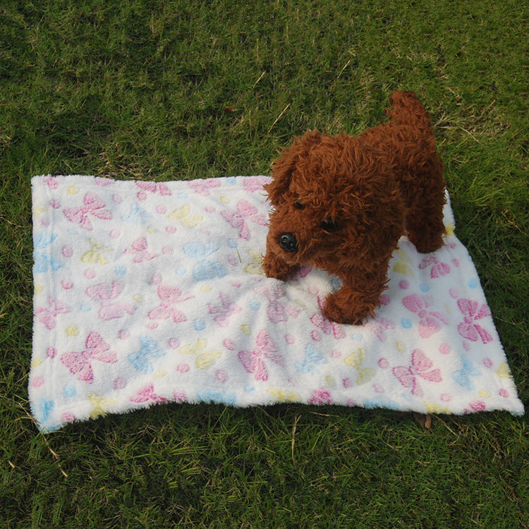 Pink Bowknot Pattern Coral Fleece Pet Blanket