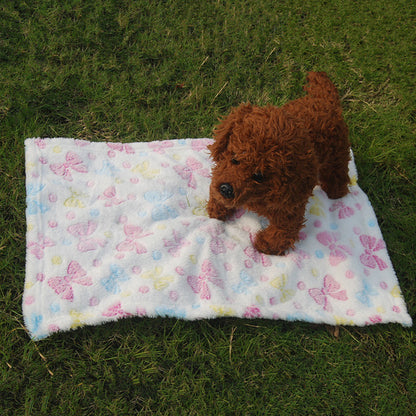 Pink Bowknot Pattern Coral Fleece Pet Blanket