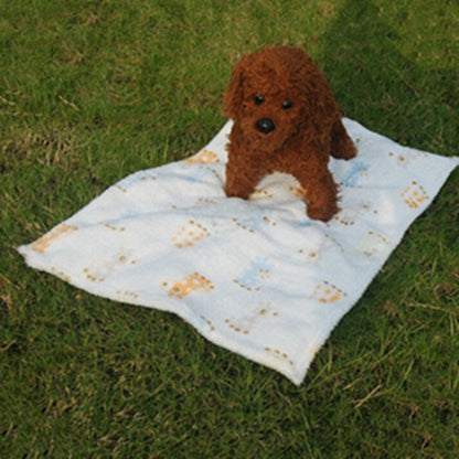 Baby Blue Deer Pattern Coral Fleece Pet Blanket