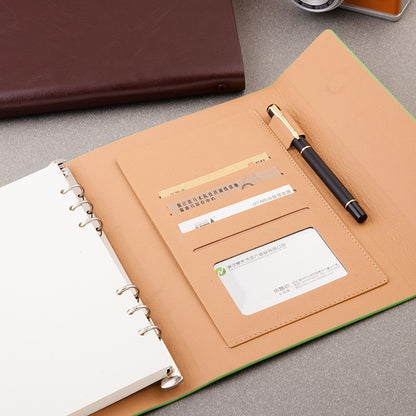 PU Leather Binder/A5 Loose-leaf Notebook w/A Pen Holder & Card Holder
