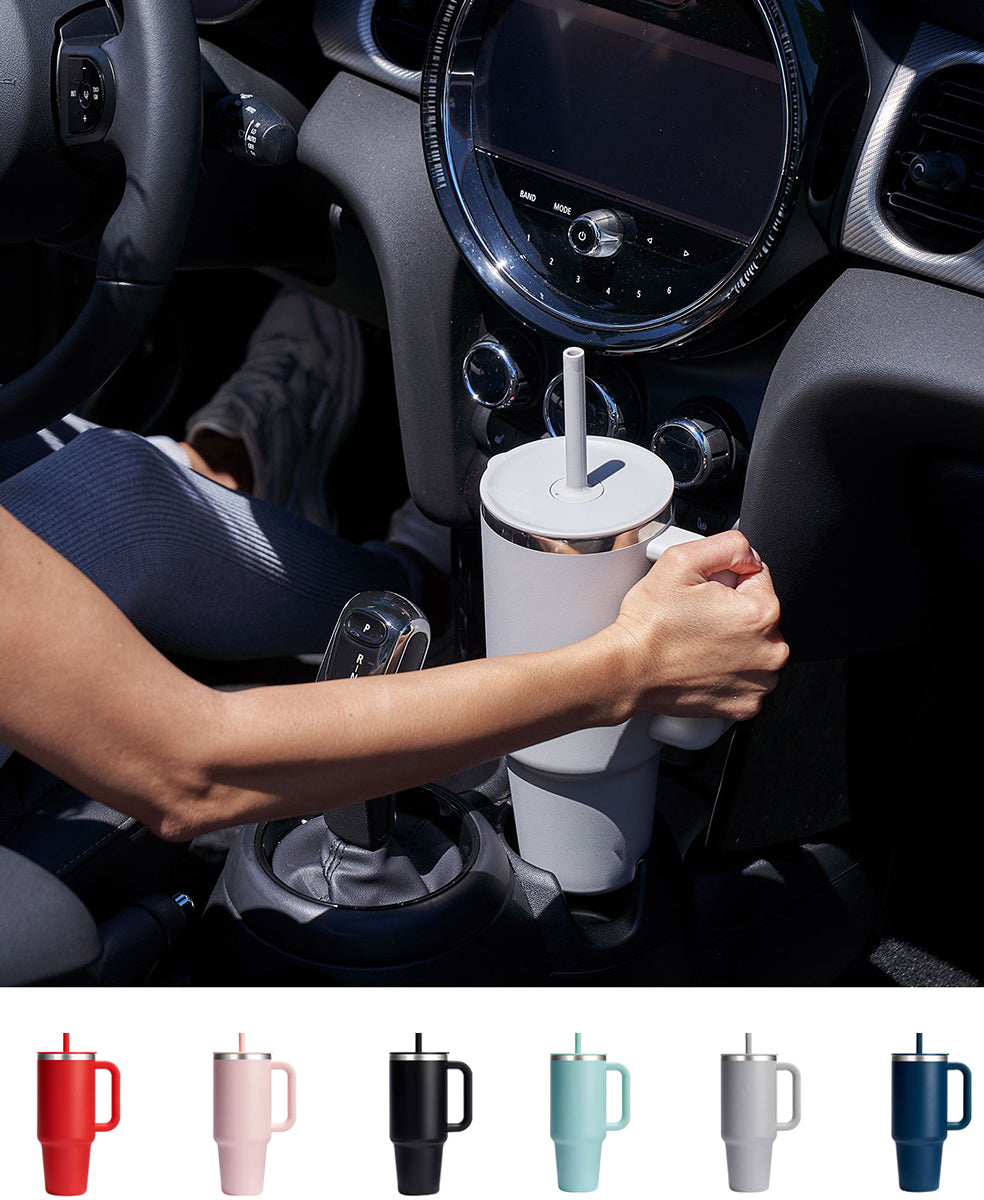 40 OZ Car Tumbler Double-Walled Stainless Steel Cup W/ Straw