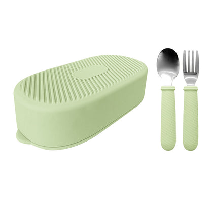 Silicone Lunch Box Silicone Bowl Microwave Heating Bowl W/ Fork And Spoon