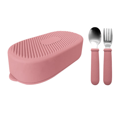 Silicone Lunch Box Silicone Bowl Microwave Heating Bowl W/ Fork And Spoon