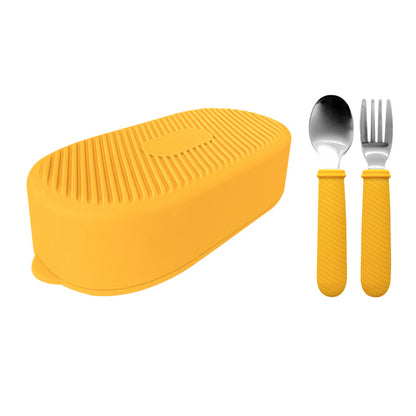 Silicone Lunch Box Silicone Bowl Microwave Heating Bowl W/ Fork And Spoon