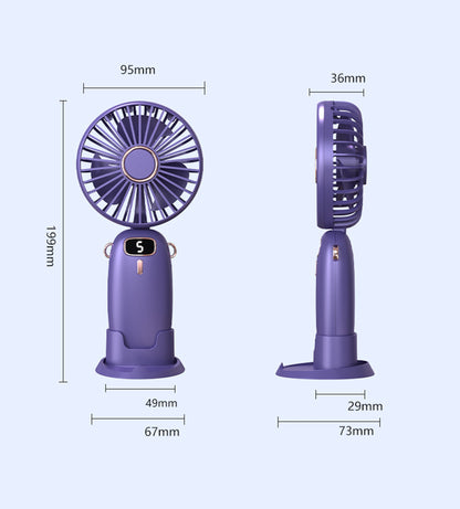 Portable Handheld Fan Small Fan USB Rechargeable Personal Hand W/5 Speed 800mAh Battery