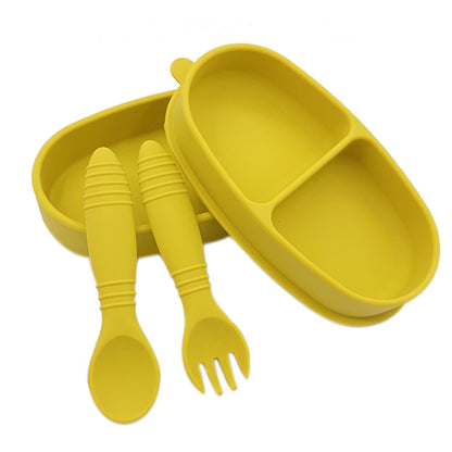 Silicone Portable Insulated Bento Box Lid Partition W/ Fork And Spoon