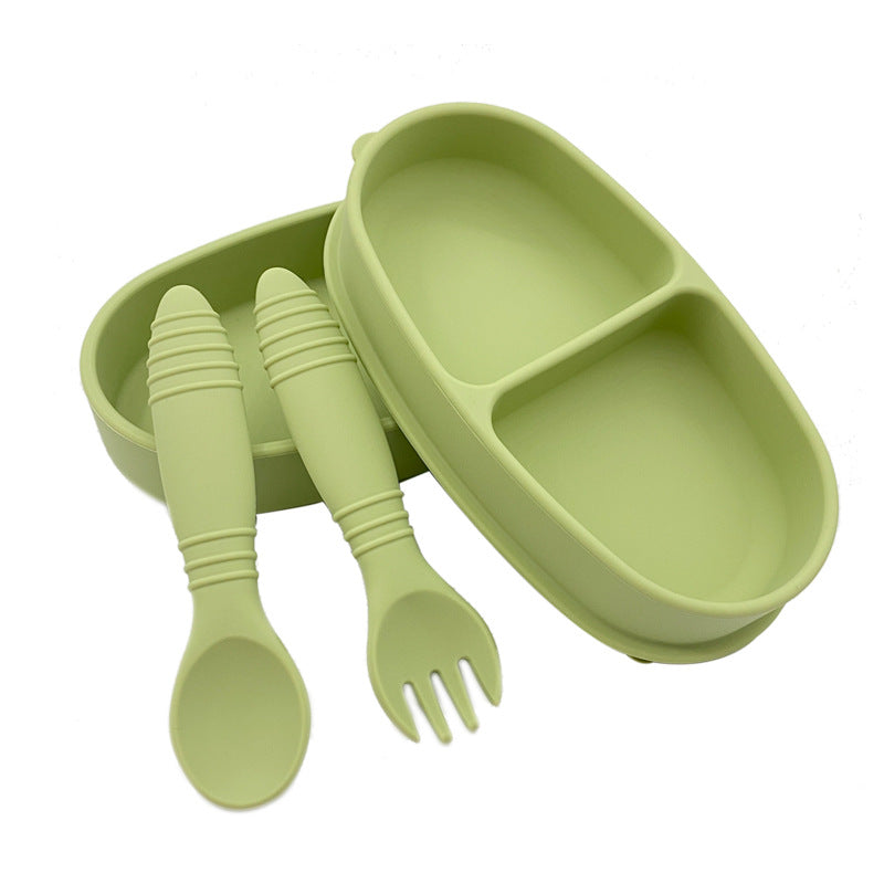 Silicone Portable Insulated Bento Box Lid Partition W/ Fork And Spoon