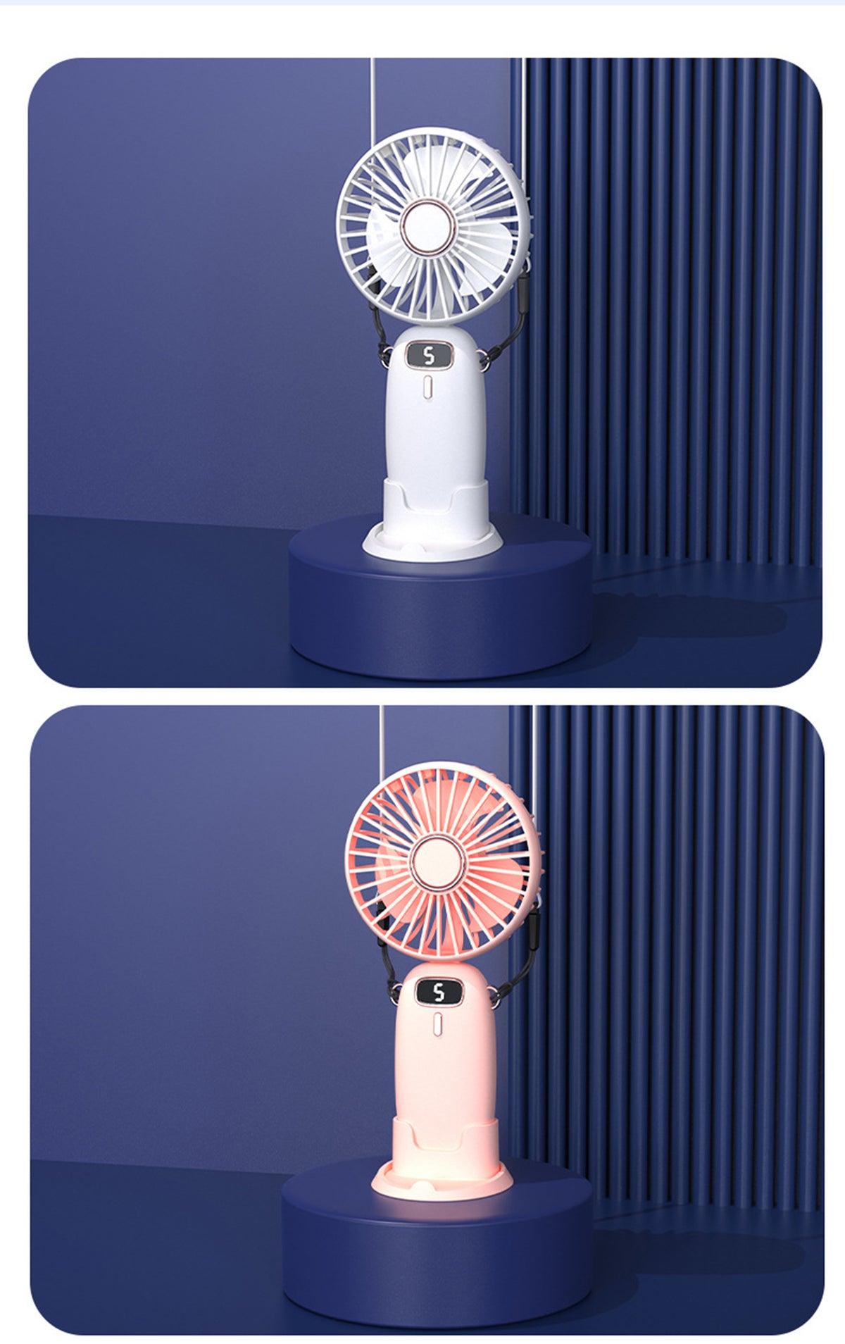 Portable Handheld Fan Small Fan USB Rechargeable Personal Hand W/5 Speed 800mAh Battery