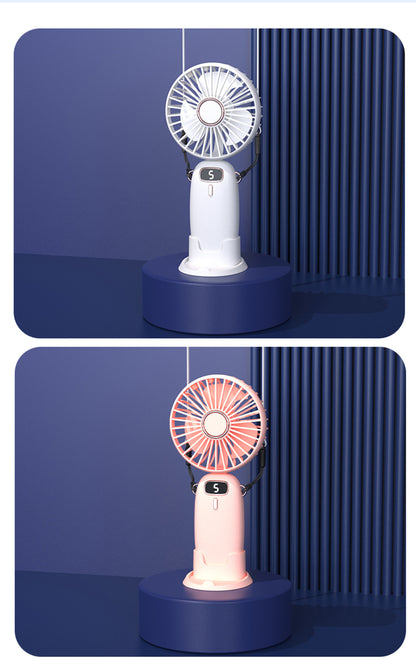 Portable Handheld Fan Small Fan USB Rechargeable Personal Hand W/5 Speed 800mAh Battery