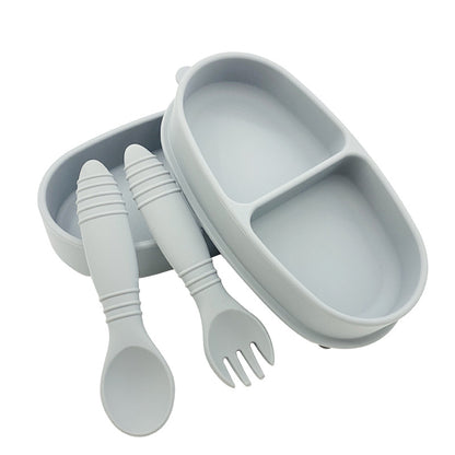 Silicone Portable Insulated Bento Box Lid Partition W/ Fork And Spoon