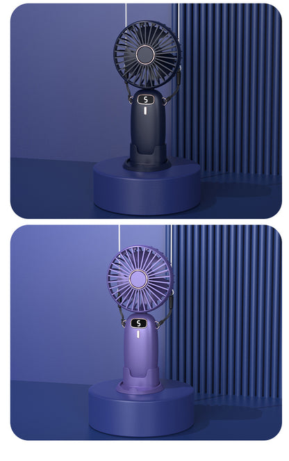 Portable Handheld Fan Small Fan USB Rechargeable Personal Hand W/5 Speed 800mAh Battery