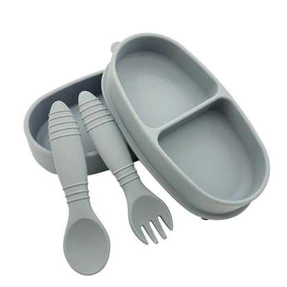 Silicone Portable Insulated Bento Box Lid Partition W/ Fork And Spoon