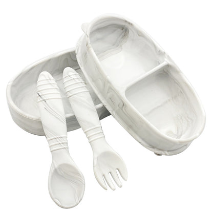 Silicone Portable Insulated Bento Box Lid Partition W/ Fork And Spoon