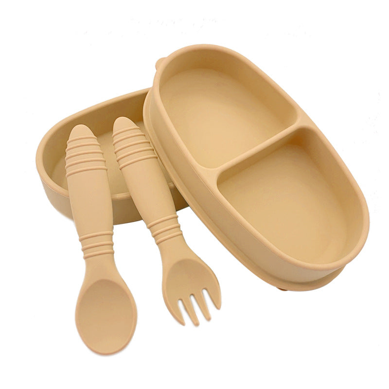 Silicone Portable Insulated Bento Box Lid Partition W/ Fork And Spoon