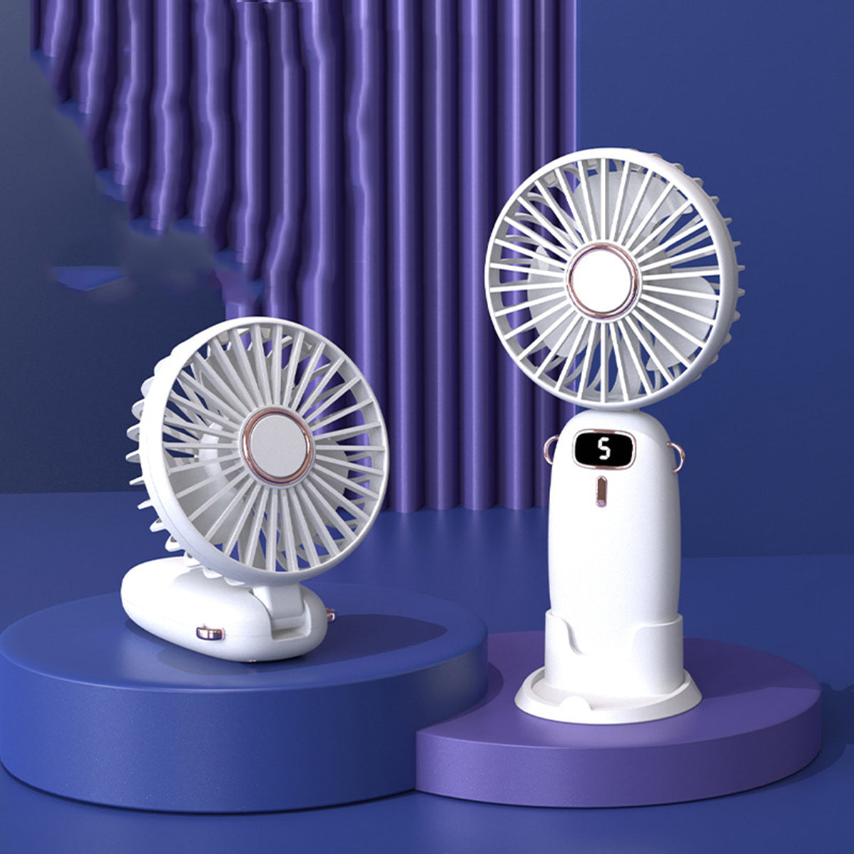 Portable Handheld Fan Small Fan USB Rechargeable Personal Hand W/5 Speed 800mAh Battery
