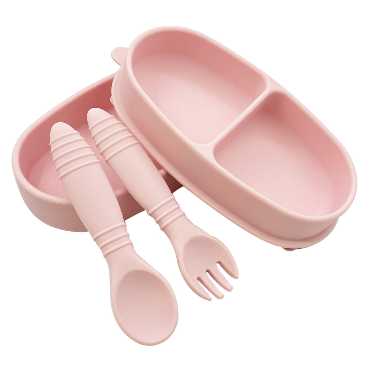 Silicone Portable Insulated Bento Box Lid Partition W/ Fork And Spoon