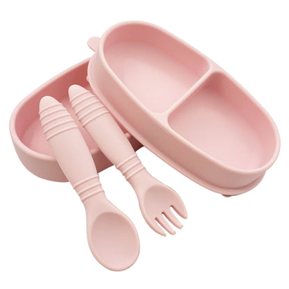 Silicone Portable Insulated Bento Box Lid Partition W/ Fork And Spoon