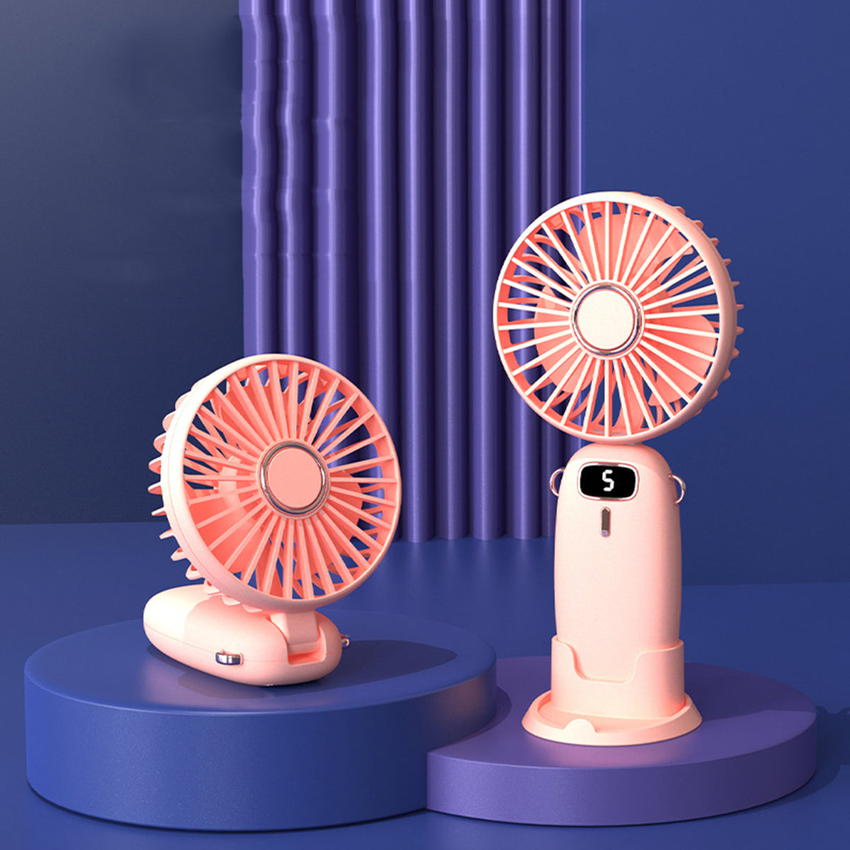 Portable Handheld Fan Small Fan USB Rechargeable Personal Hand W/5 Speed 800mAh Battery