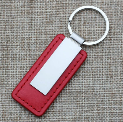 Metal PU Rectangular Keychain