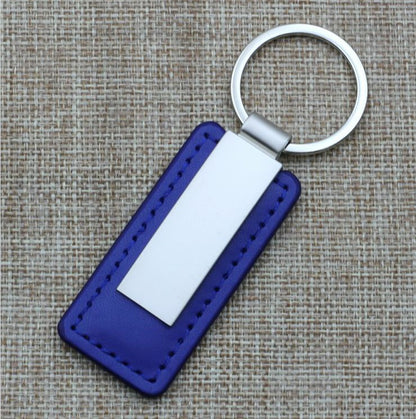 Metal PU Rectangular Keychain