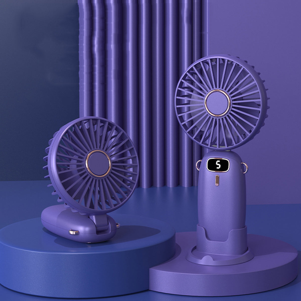 Portable Handheld Fan Small Fan USB Rechargeable Personal Hand W/5 Speed 800mAh Battery