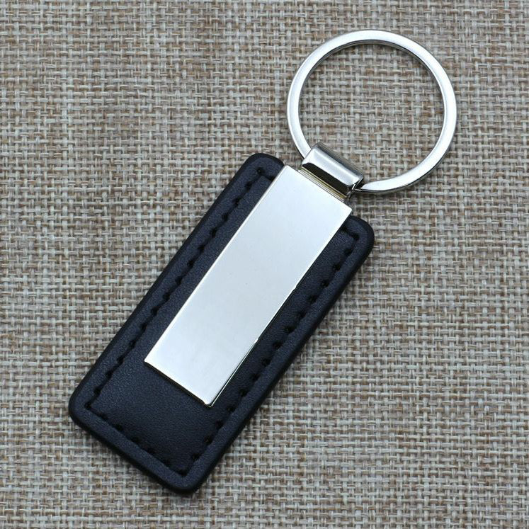 Metal PU Rectangular Keychain