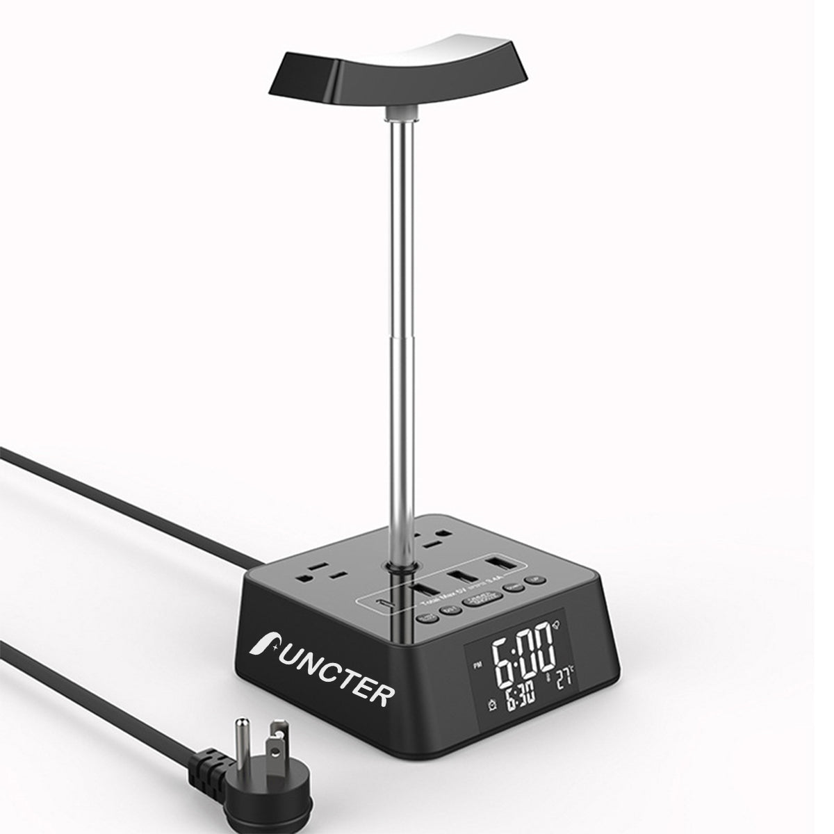 3 Level Light Desk Lamp Electronic Clock Socket Clock Charger #MG-08PD