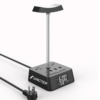 3 Level Light Desk Lamp Electronic Clock Socket Clock Charger #MG-08PD