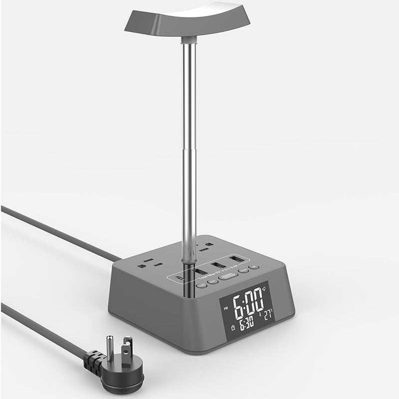3 Level Light Desk Lamp Electronic Clock Socket Clock Charger #MG-08PD
