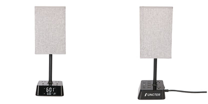 Fabric Table Lamp Electronic Clock Socket Clock Charger #JLT-PC001A