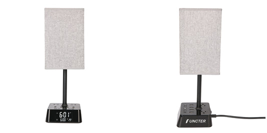 Fabric Table Lamp Electronic Clock Socket Clock Charger #JLT-PC001A
