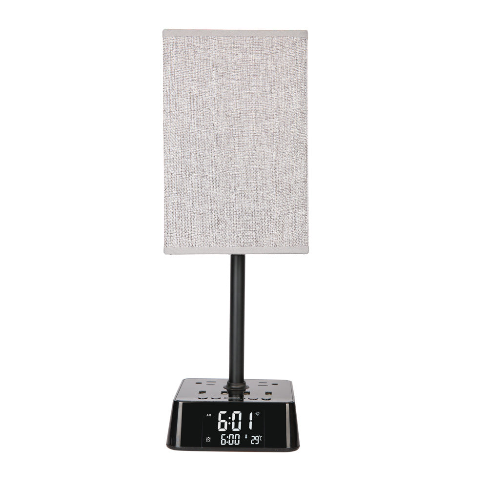 Fabric Table Lamp Electronic Clock Socket Clock Charger #JLT-PC001A