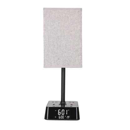 Fabric Table Lamp Electronic Clock Socket Clock Charger #JLT-PC001A