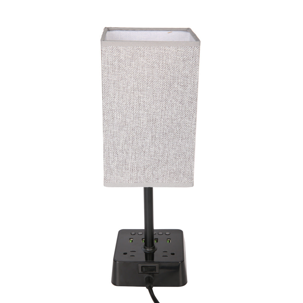 Fabric Table Lamp Electronic Clock Socket Clock Charger #JLT-PC001A
