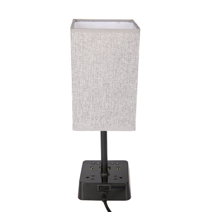 Fabric Table Lamp Electronic Clock Socket Clock Charger #JLT-PC001A