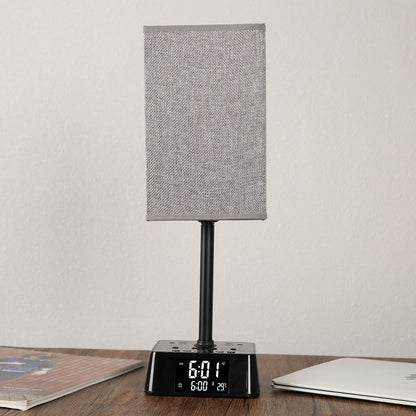 Fabric Table Lamp Electronic Clock Socket Clock Charger #JLT-PC001A