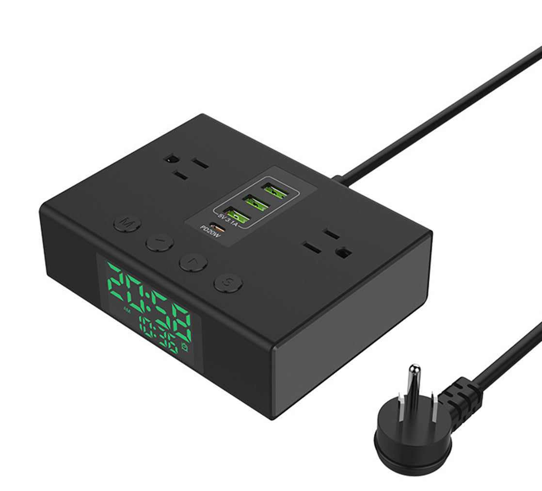 American Using Socket Electronic Clock Multiple Function Charger #YF-09
