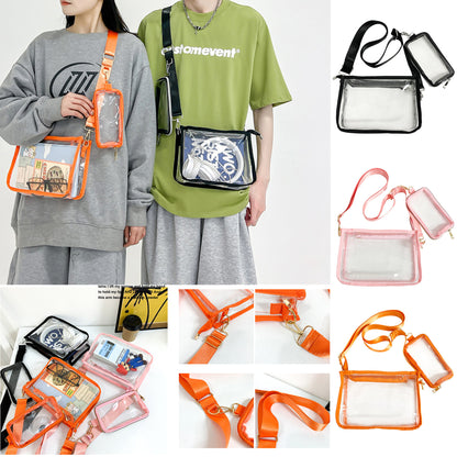 PVC Transparent Bags Crossbody Shoulder Pack With Phone Pouch
