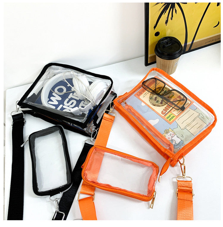PVC Transparent Bags Crossbody Shoulder Pack With Phone Pouch