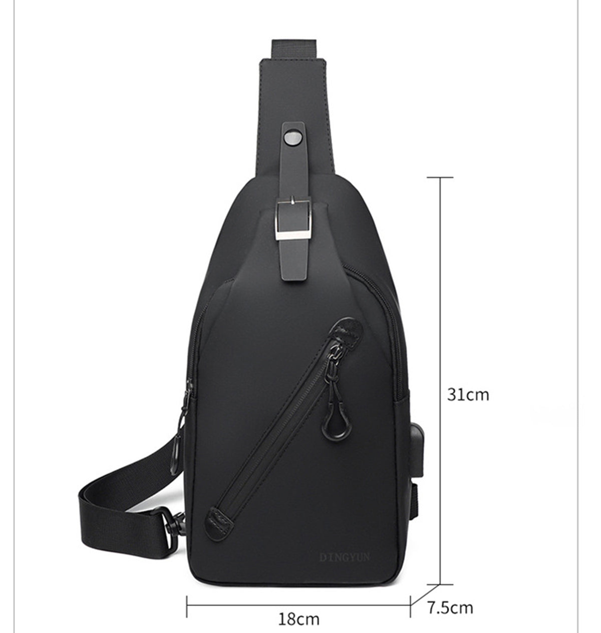 Sling Crossbody Backpack With USB Charger Shoulder Bag